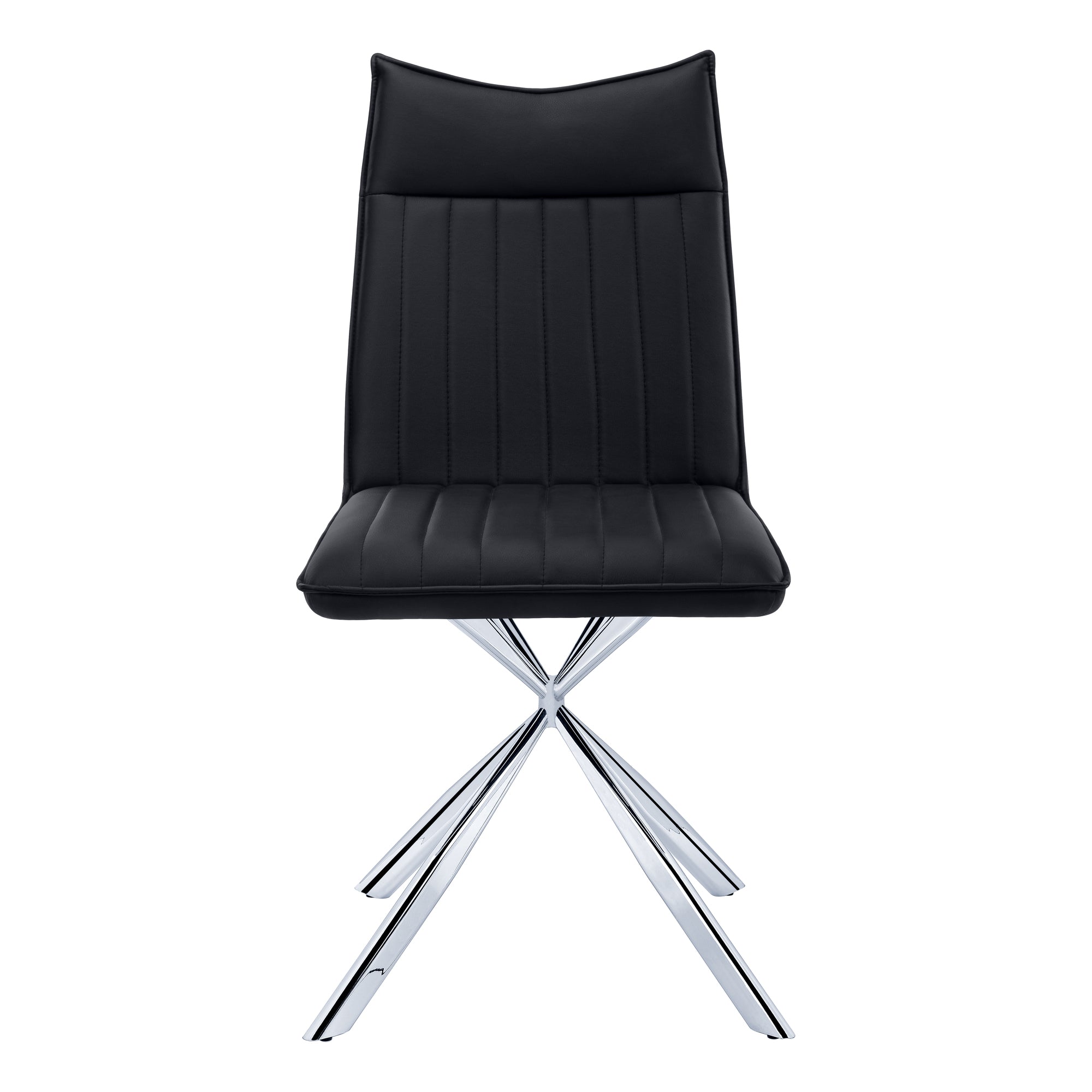 Dining Chair Set 2pcs 36"H Black Leather Chrome-Dining Chair-DECOROLALA