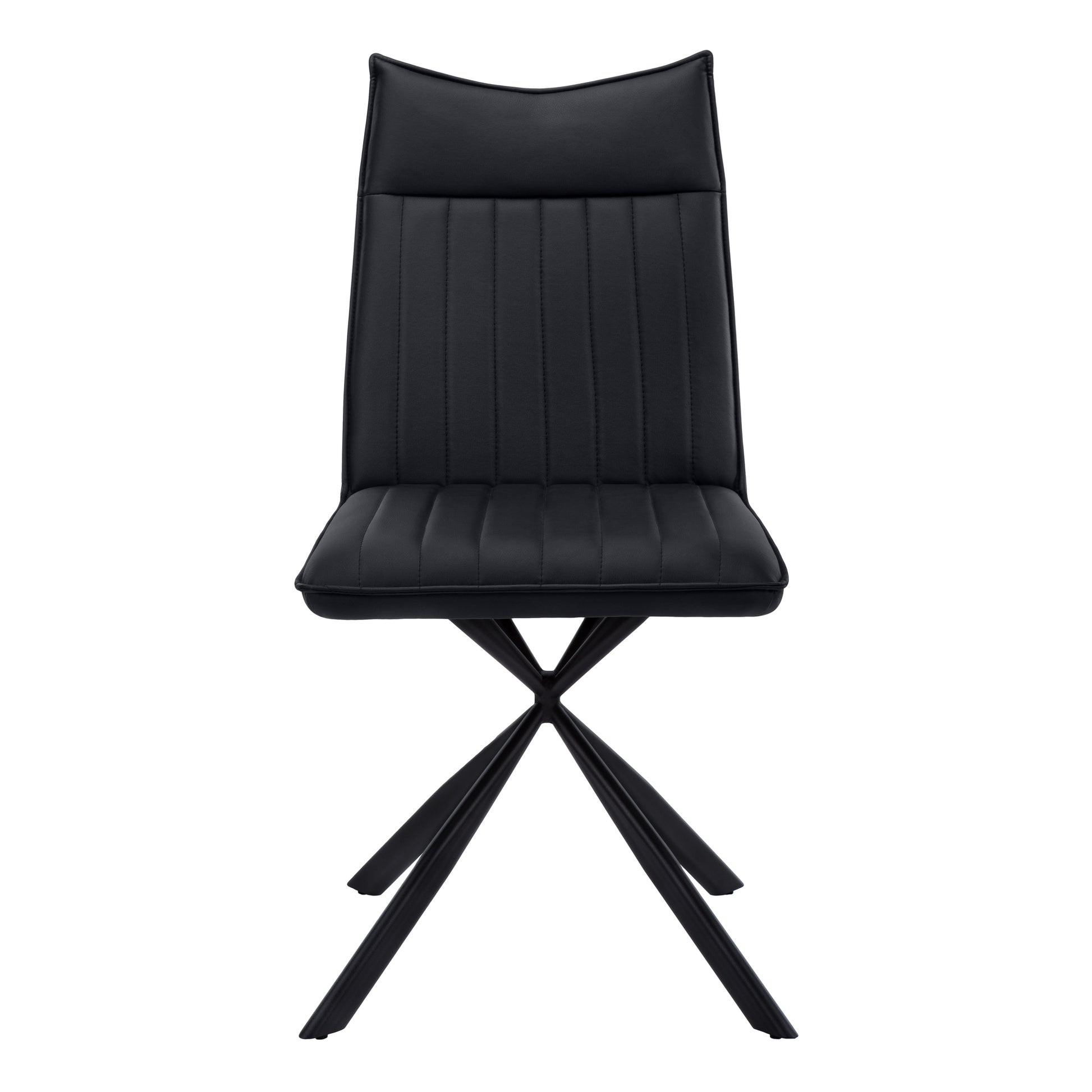 Dining Chair Set 2pcs 36"H Black Leather Chrome-Dining Chair-DECOROLALA