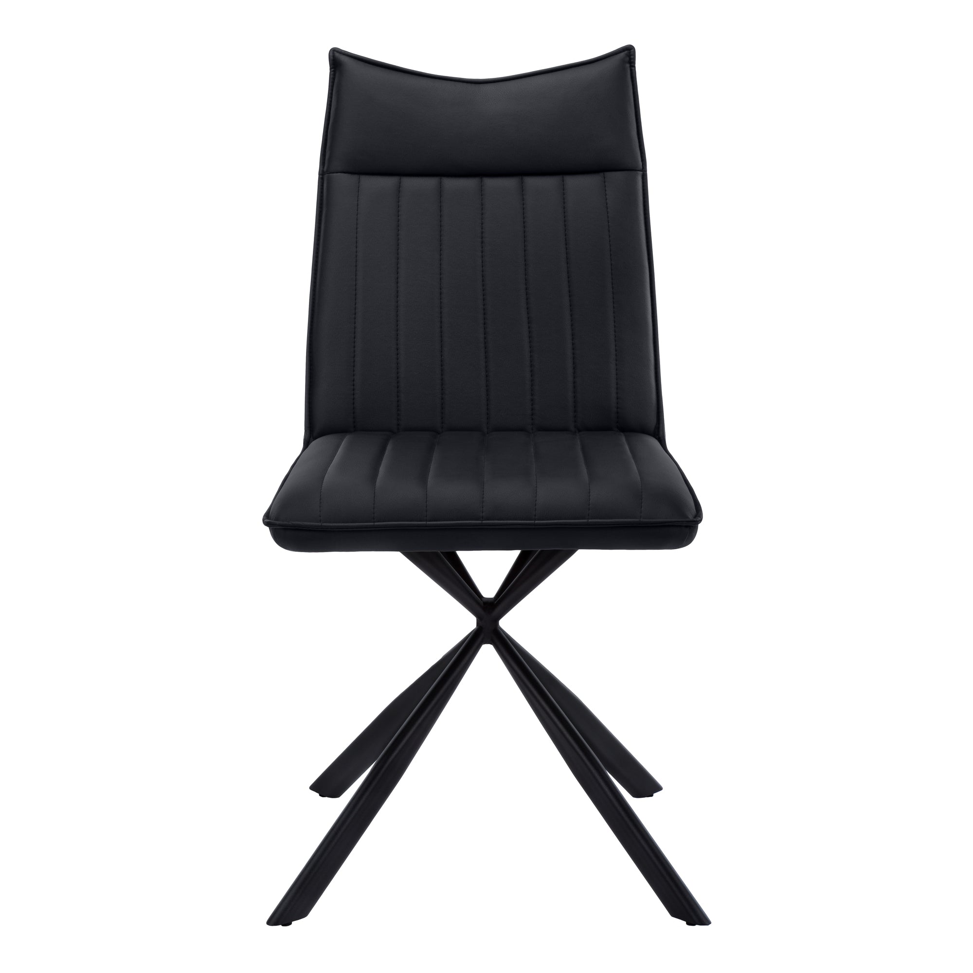 Dining Chair Set 2pcs 36"H Black Leather Chrome-Dining Chair-DECOROLALA