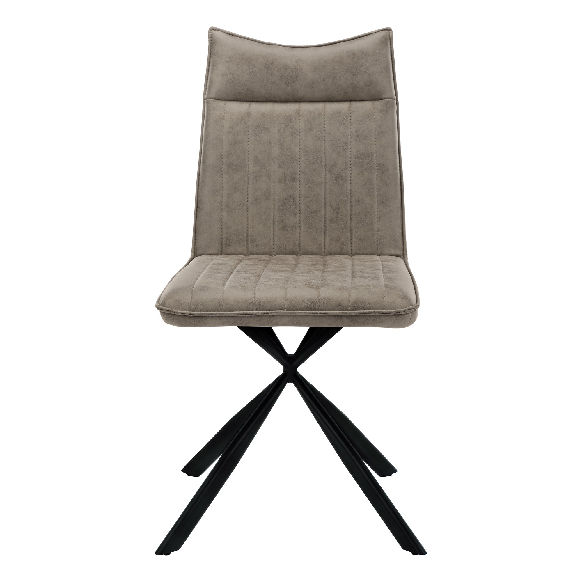 Dining Chair Set 2pcs 36"H Black Leather Chrome-Dining Chair-DECOROLALA
