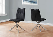 Dining Chair Set 2pcs 36"H Black Leather Chrome-Dining Chair-DECOROLALA