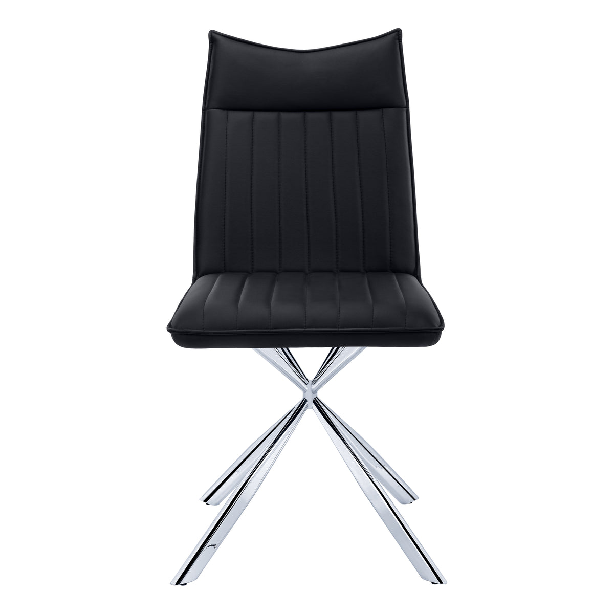 Dining Chair Set 2pcs 36"H Black Leather Chrome-Dining Chairs-DECOROLALA