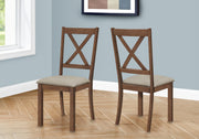 Dining Chair Set 2pcs 40"H Walnut Brown Fabric-Dining Chair-DECOROLALA
