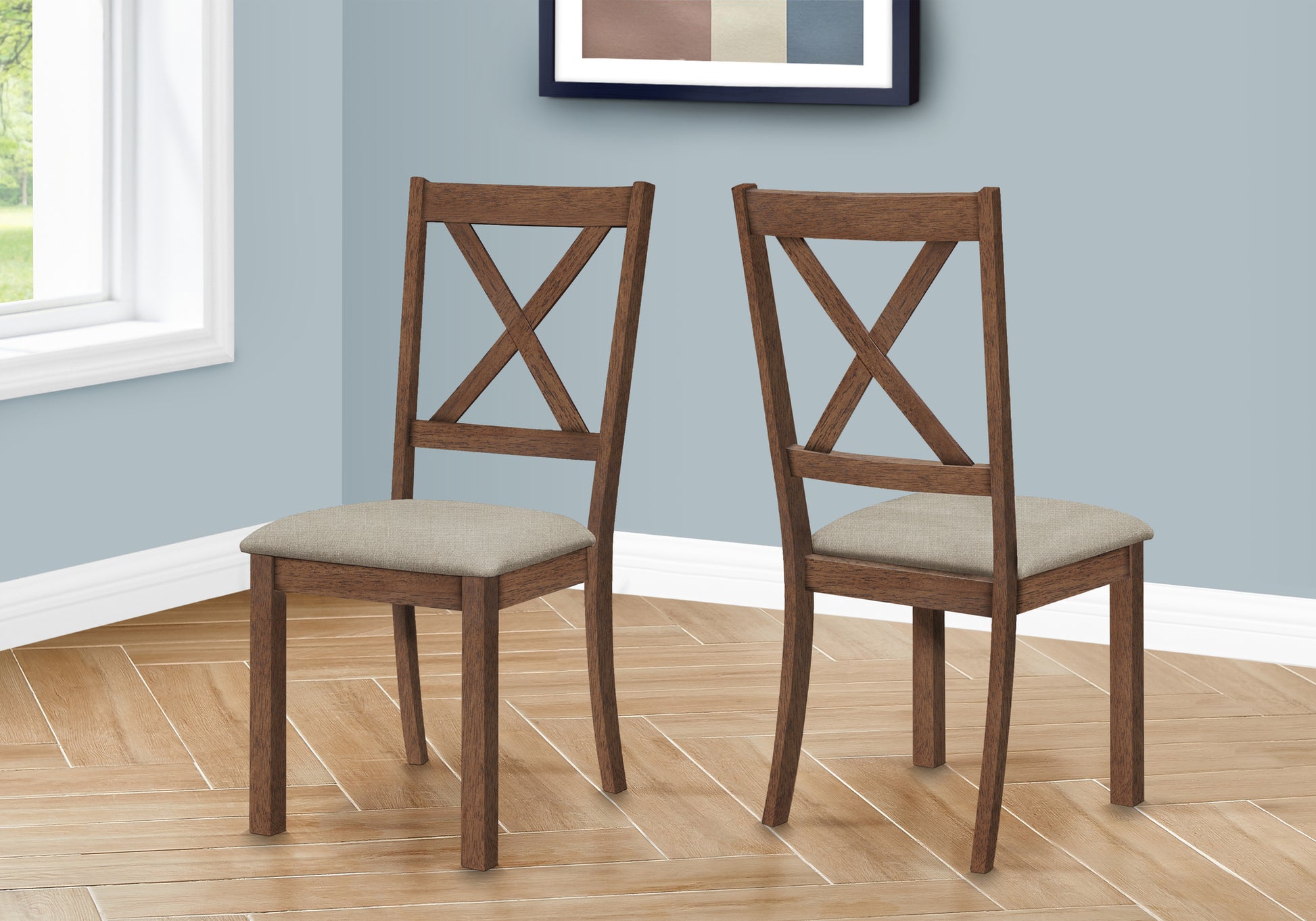 Dining Chair Set 2pcs 40"H Walnut Brown Fabric-Dining Chair-DECOROLALA