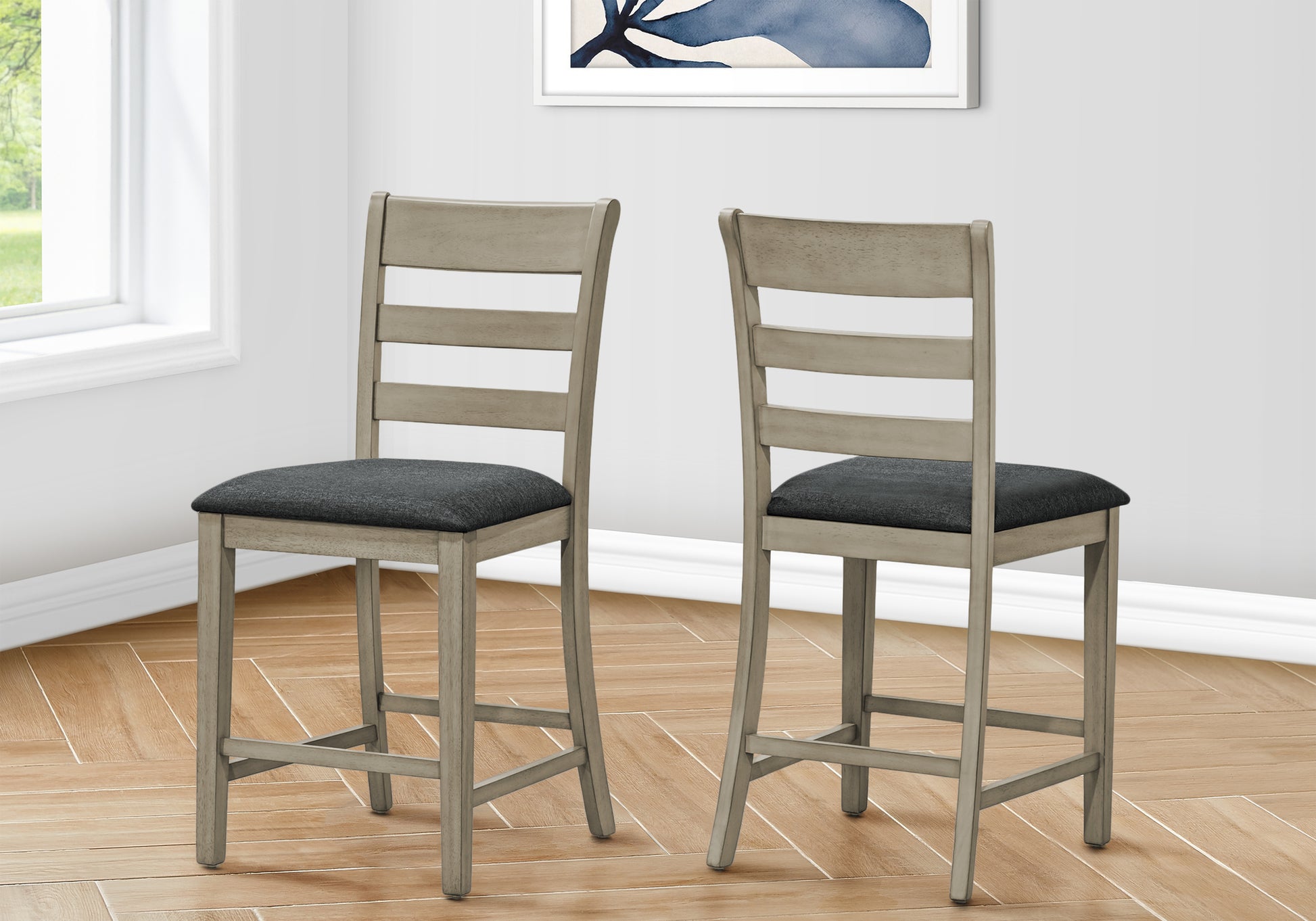 Dining Chair Set 2pcs 42"H Counter Height Antique Grey-Dining Chair-DECOROLALA