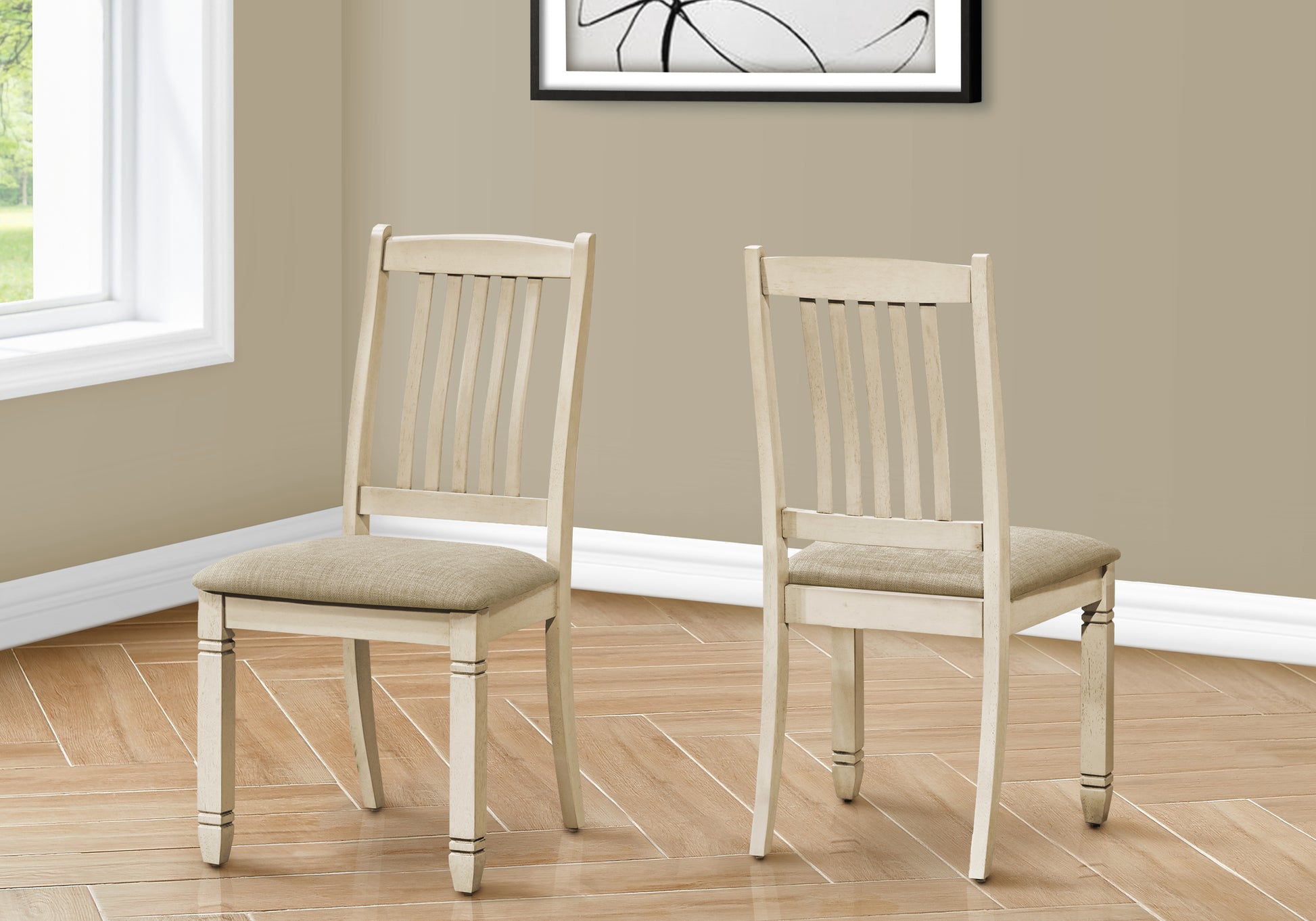 Dining Chair Set 2pcs Grey Fabric 38"H-Dining Chair-DECOROLALA