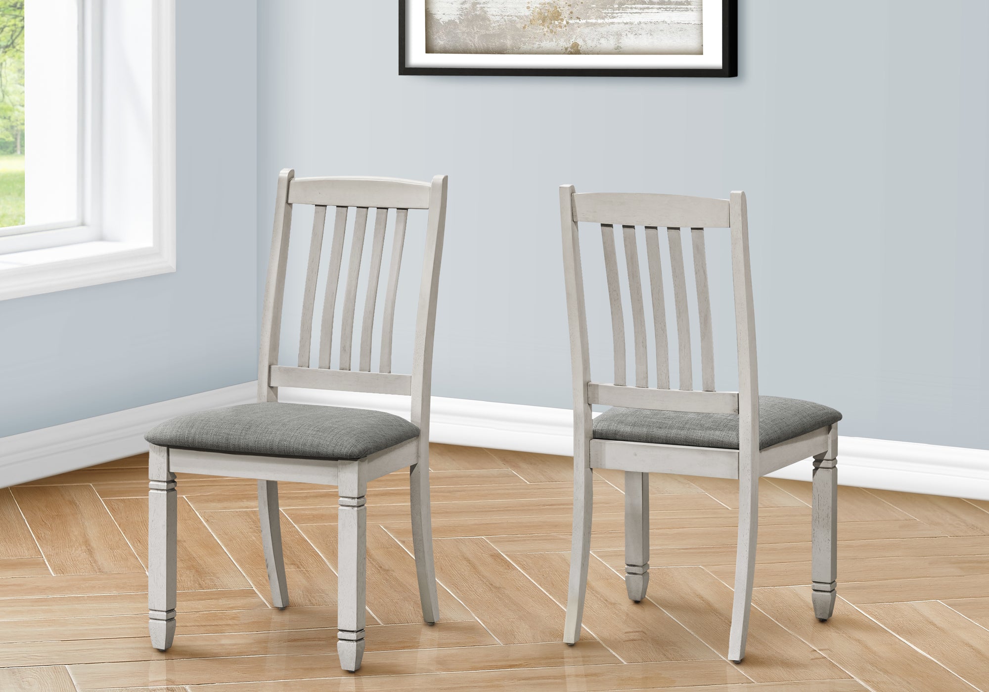 Dining Chair Set 2pcs Grey Fabric 38"H-Dining Chair-DECOROLALA