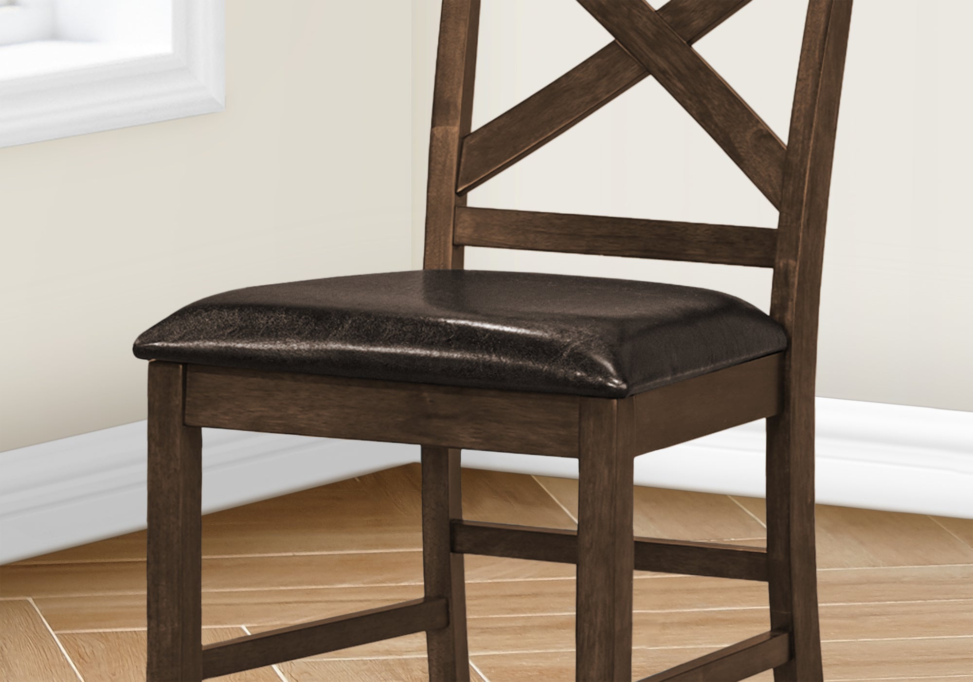 Dining Chair Set of 2 Counter Height Dark Walnut 42"H-Dining Chair-DECOROLALA