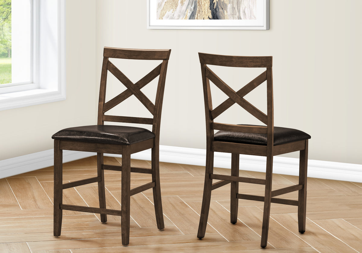 Dining Chair Set of 2 Counter Height Dark Walnut 42"H-Dining Chairs-DECOROLALA