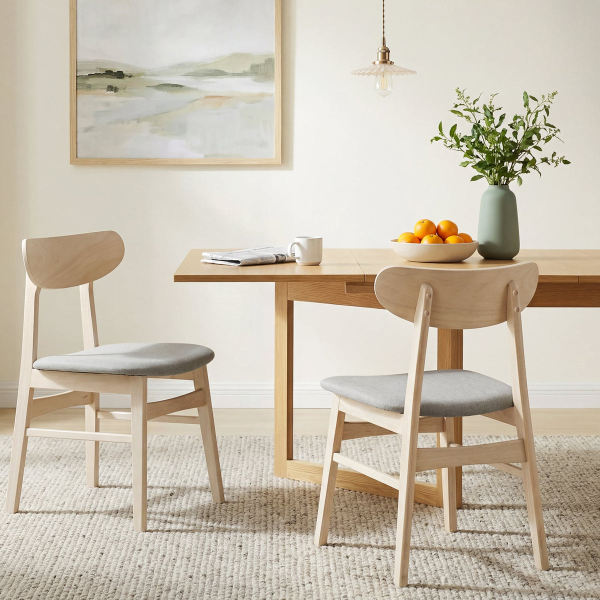Dining Chair Set of 2 Fabric Upholstered Kitchen Armless Chairs-Natural-Dining Chairs-DECOROLALA