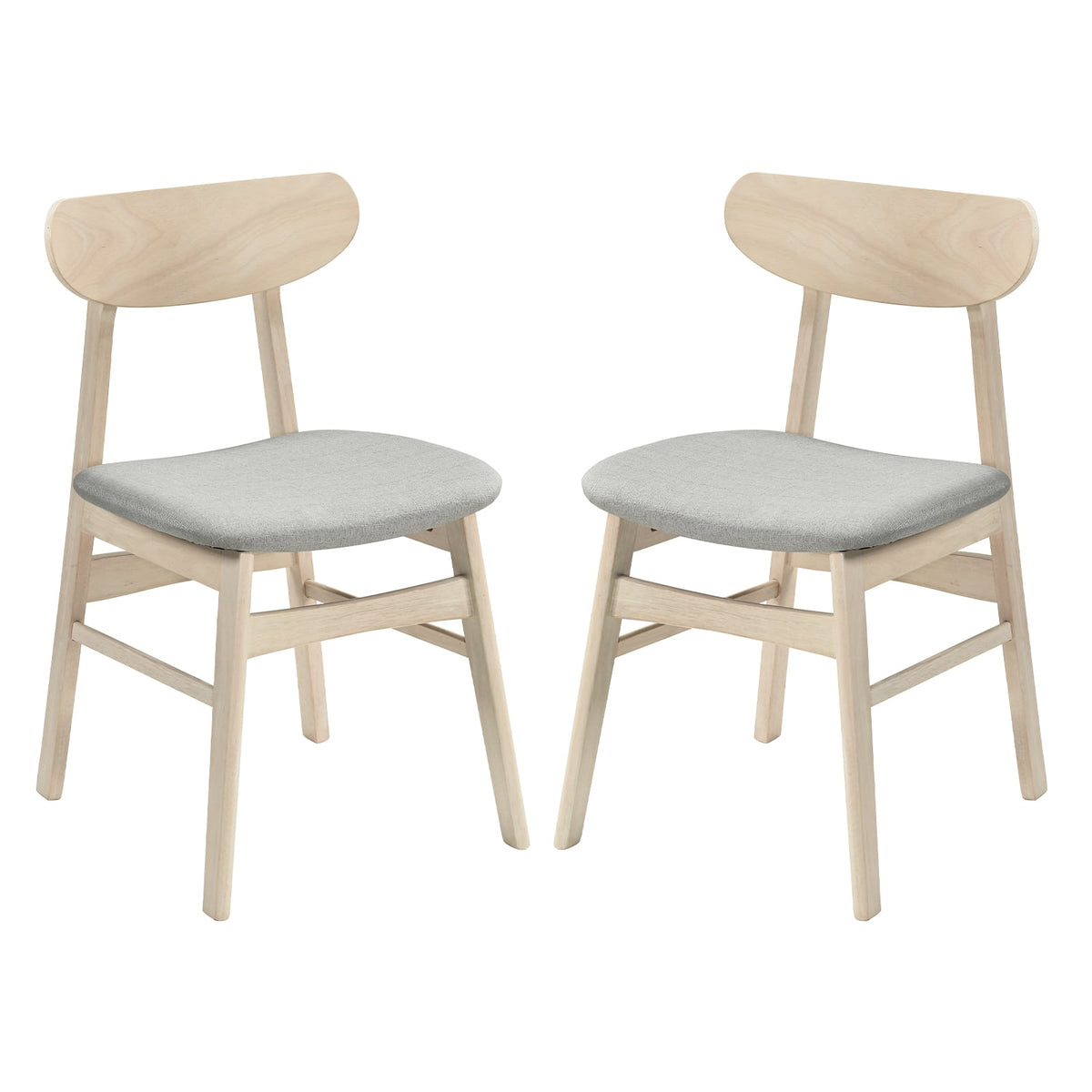 Dining Chair Set of 2 Fabric Upholstered Kitchen Armless Chairs-Natural-Dining Chairs-DECOROLALA