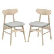 Dining Chair Set of 2 Fabric Upholstered Kitchen Armless Chairs-Natural-Dining Chairs-DECOROLALA