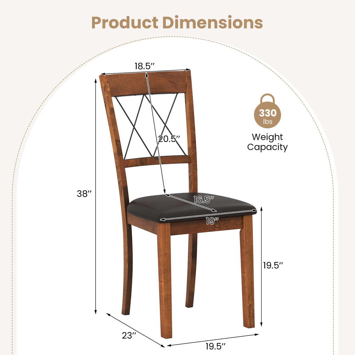 Dining Chair Set of 2 Fabric Upholstered Kitchen Armless Chairs with Rubber Wood Frame-Walnut-Dining Chairs-DECOROLALA