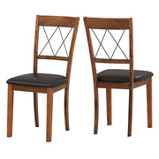 Dining Chair Set of 2 Fabric Upholstered Kitchen Armless Chairs with Rubber Wood Frame-Walnut-Dining Chairs-DECOROLALA