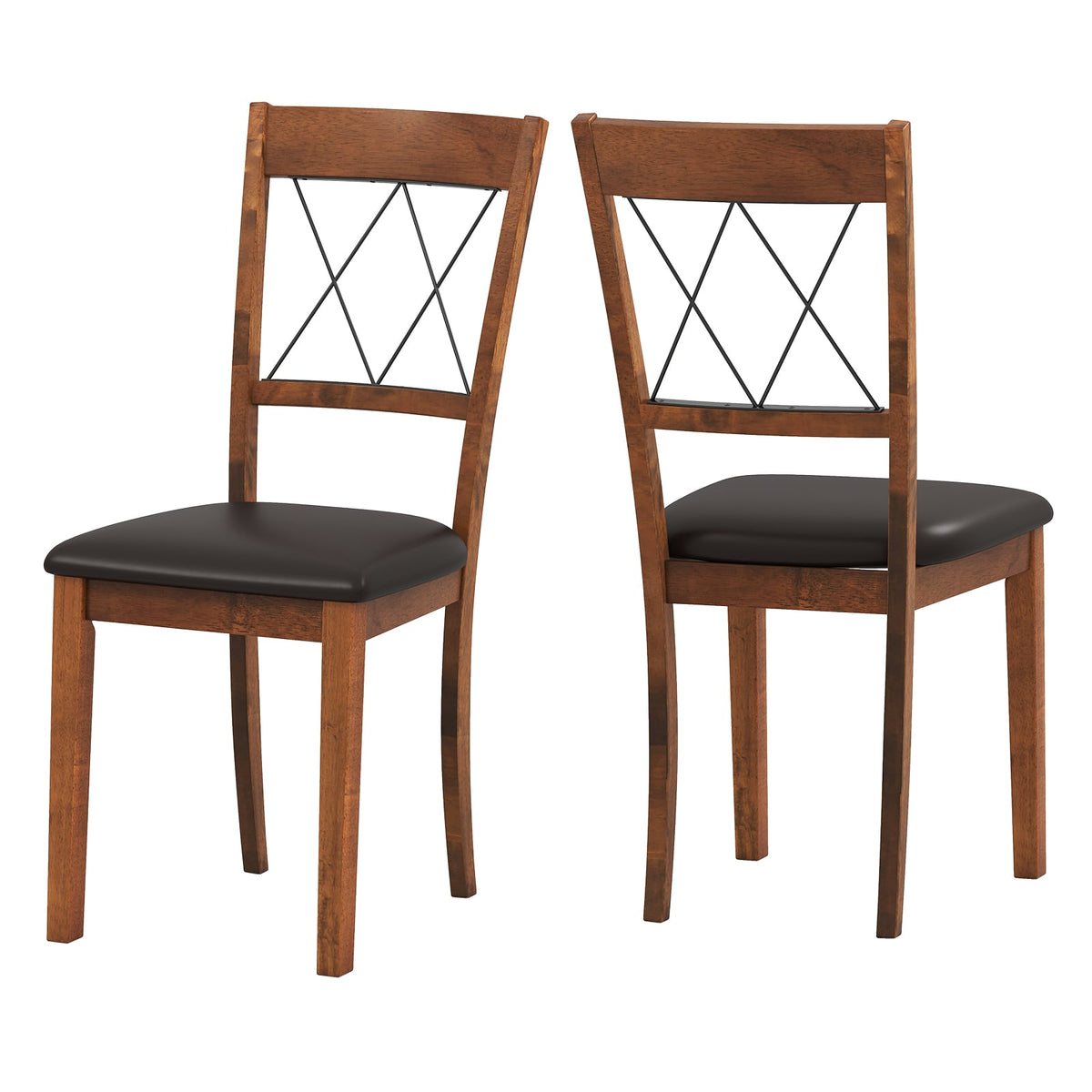 Dining Chair Set of 2 Fabric Upholstered Kitchen Armless Chairs with Rubber Wood Frame-Walnut-Dining Chairs-DECOROLALA