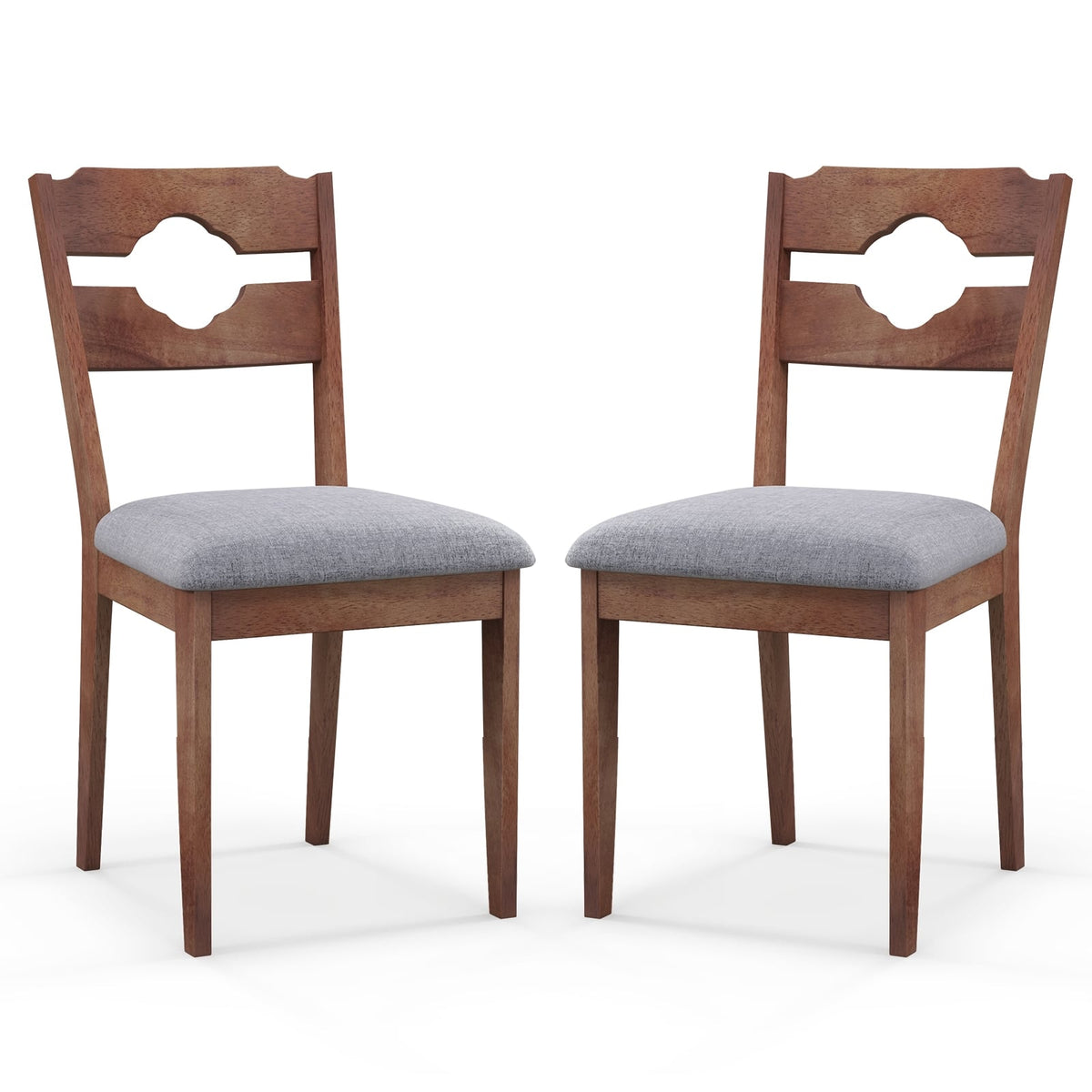 Dining Chair Set of 2 Fabric Upholstered Kitchen Chairs with Padded Seat and High Back-Gray-Dining Chairs-DECOROLALA