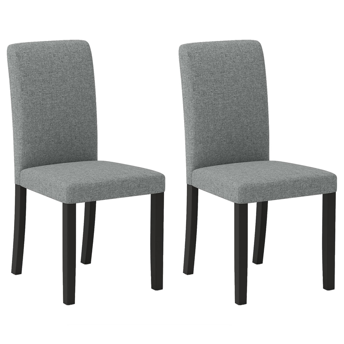 Dining Chair Set of 2 Mid-Century Modern Chairs with Rubber Wood Legs-Gray-Dining Chairs-DECOROLALA