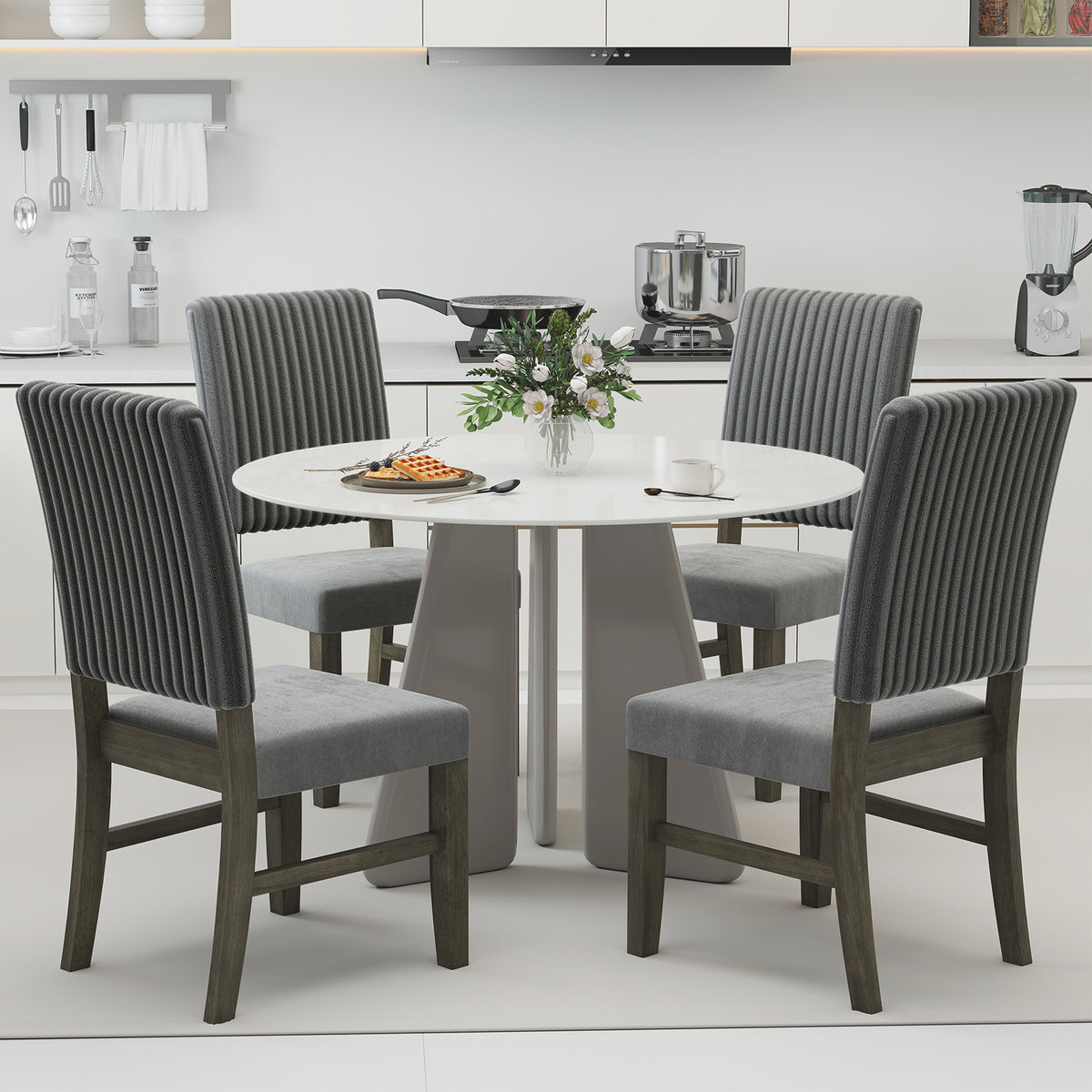 Dining Chair Set of 2 Mid-Century Modern Velvet Fabric Upholstered Chairs-Grey-Dining Chairs-DECOROLALA