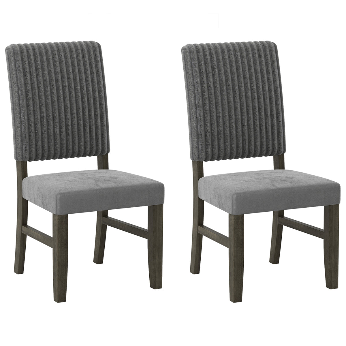 Dining Chair Set of 2 Mid-Century Modern Velvet Fabric Upholstered Chairs-Grey-Dining Chairs-DECOROLALA