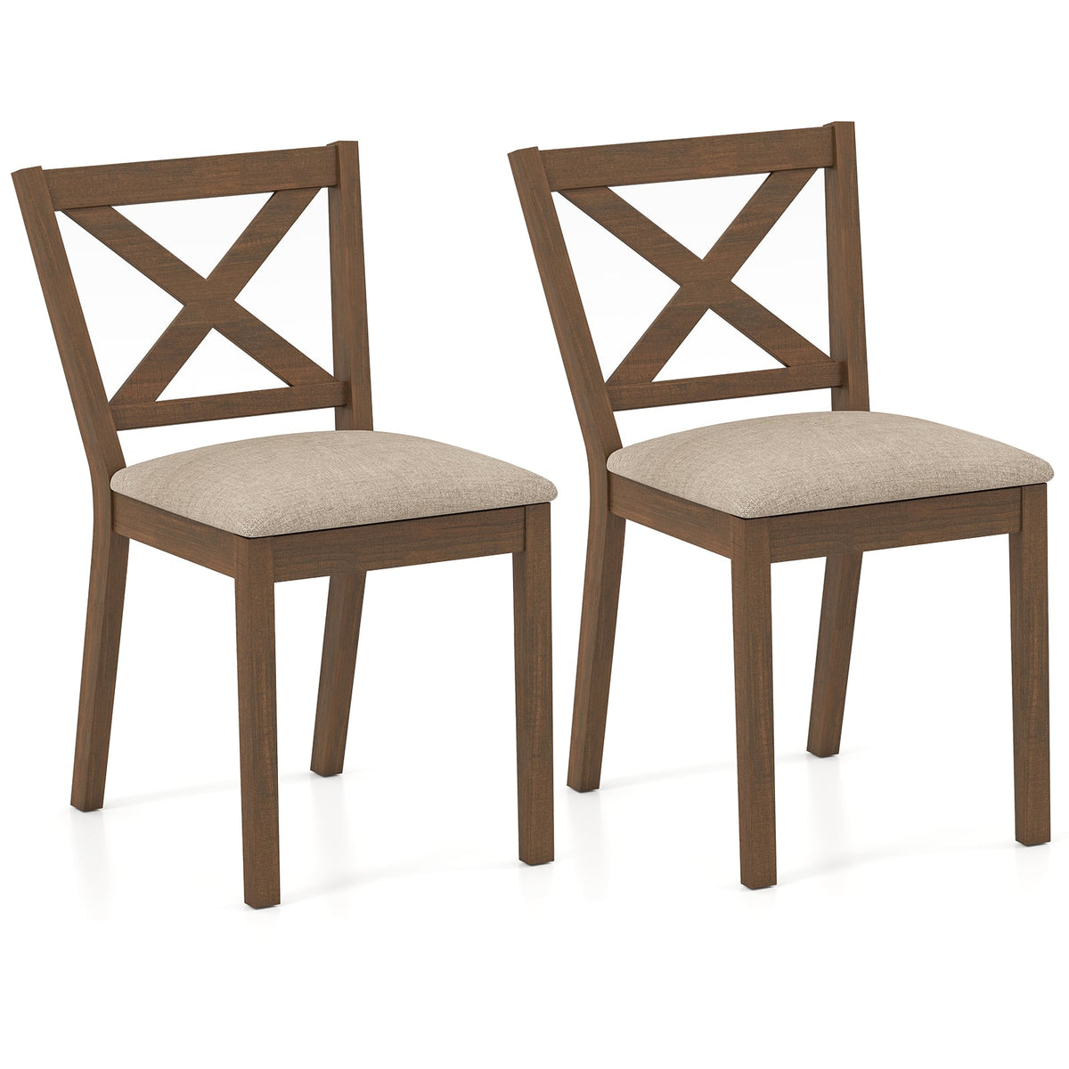 Dining Chair Set of 2 Modern Kitchen Chair with Upholstered Seat-Brown-Dining Chairs-DECOROLALA