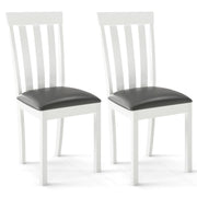 Dining Chair Set of 2 Upholstered Wooden Kitchen Chairs with Padded Seat and Rubber Wood Frame-White-Dining Chairs-DECOROLALA