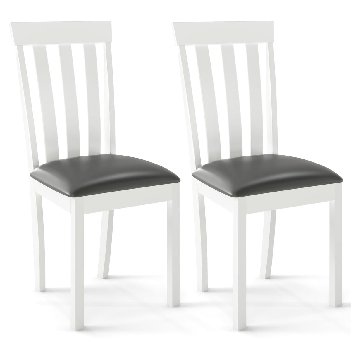 Dining Chair Set of 2 Upholstered Wooden Kitchen Chairs with Padded Seat and Rubber Wood Frame-White-Dining Chairs-DECOROLALA