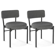 Dining Chair Set of 2 with Curved Backrest and Padded Seat-Gray-Dining Chairs-DECOROLALA