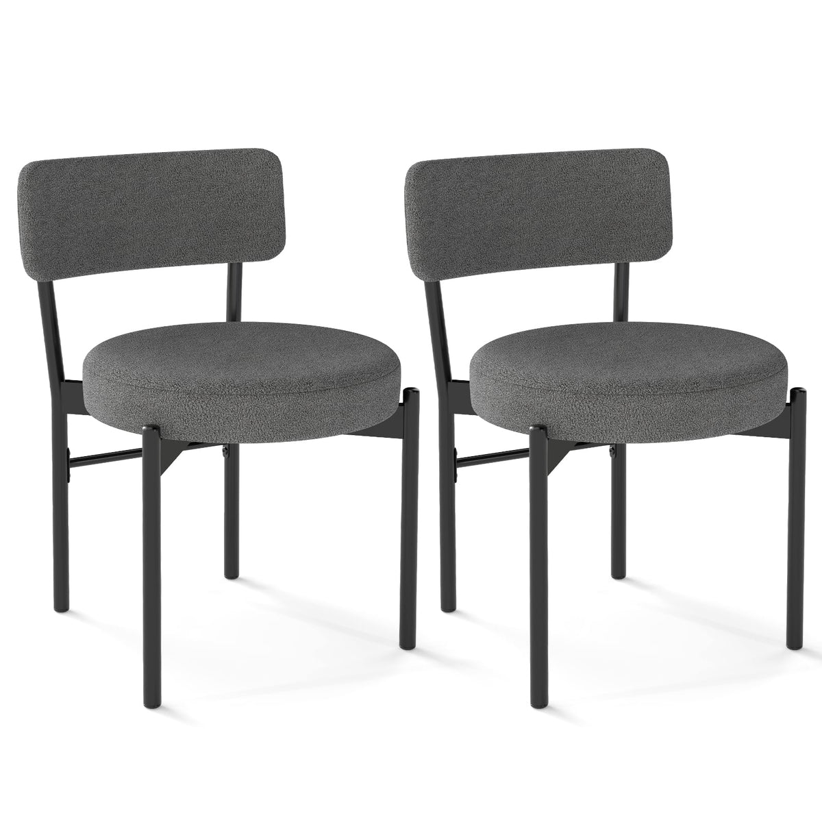 Dining Chair Set of 2 with Curved Backrest and Padded Seat-Gray-Dining Chairs-DECOROLALA