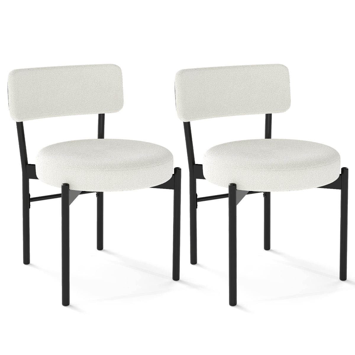 Dining Chair Set of 2 with Curved Backrest and Padded Seat-White-Dining Chairs-DECOROLALA