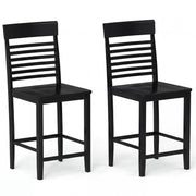 Dining Chair Set of 2 with Footrests and Solid Wood Frame-Black-Dining Chairs-DECOROLALA
