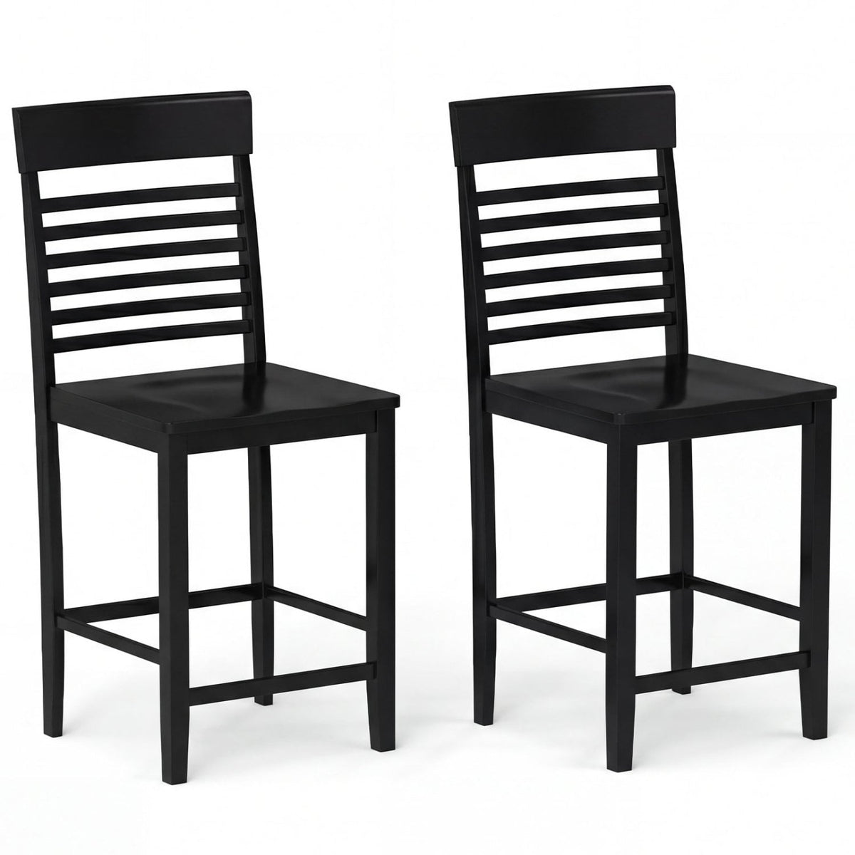 Dining Chair Set of 2 with Footrests and Solid Wood Frame-Black-Dining Chairs-DECOROLALA