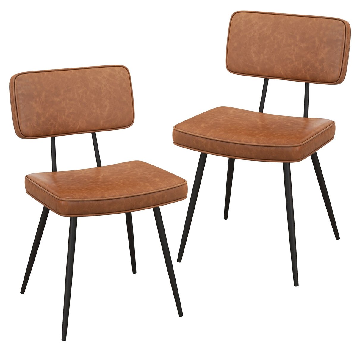 Dining Chair Set of 2 with Padded Backrest and Seat-Brown-Dining Chairs-DECOROLALA