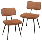 Dining Chair Set of 2 with Padded Backrest and Seat-Brown-Dining Chairs-DECOROLALA