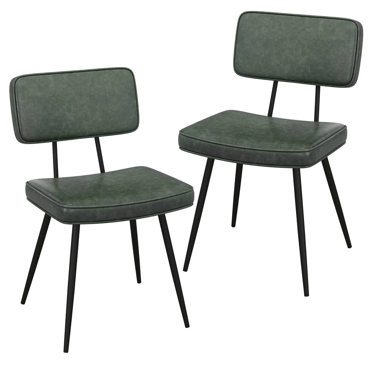 Dining Chair Set of 2 with Padded Backrest and Seat-Dark Green-Dining Chairs-DECOROLALA