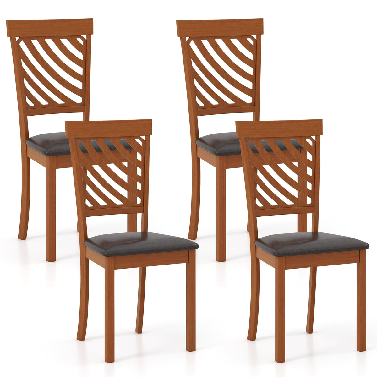 Dining Chair Set of 2 with Rubber Wood Legs and Ergonomic Back for Dining Room-Walnut-Dining Chairs-DECOROLALA