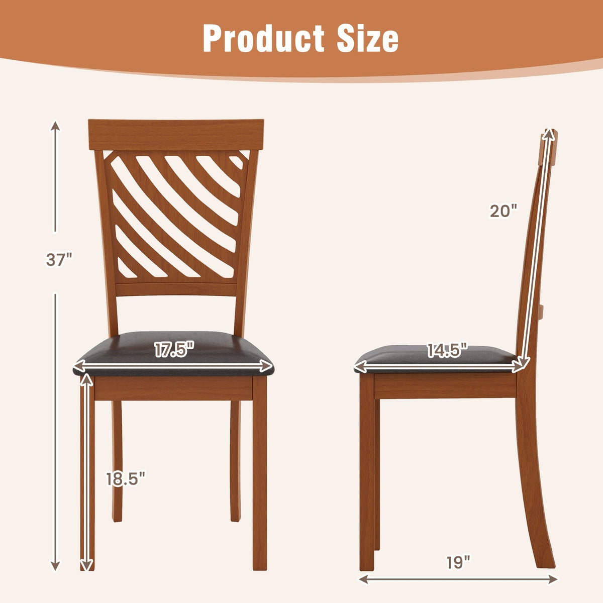 Dining Chair Set of 2 with Rubber Wood Legs and Ergonomic Back for Dining Room-Walnut-Dining Chairs-DECOROLALA