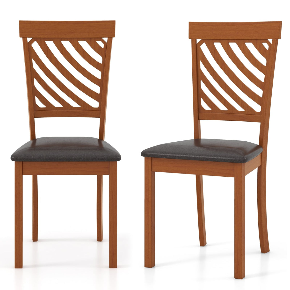Dining Chair Set of 2 with Rubber Wood Legs and Ergonomic Back for Dining Room-Walnut-Dining Chairs-DECOROLALA