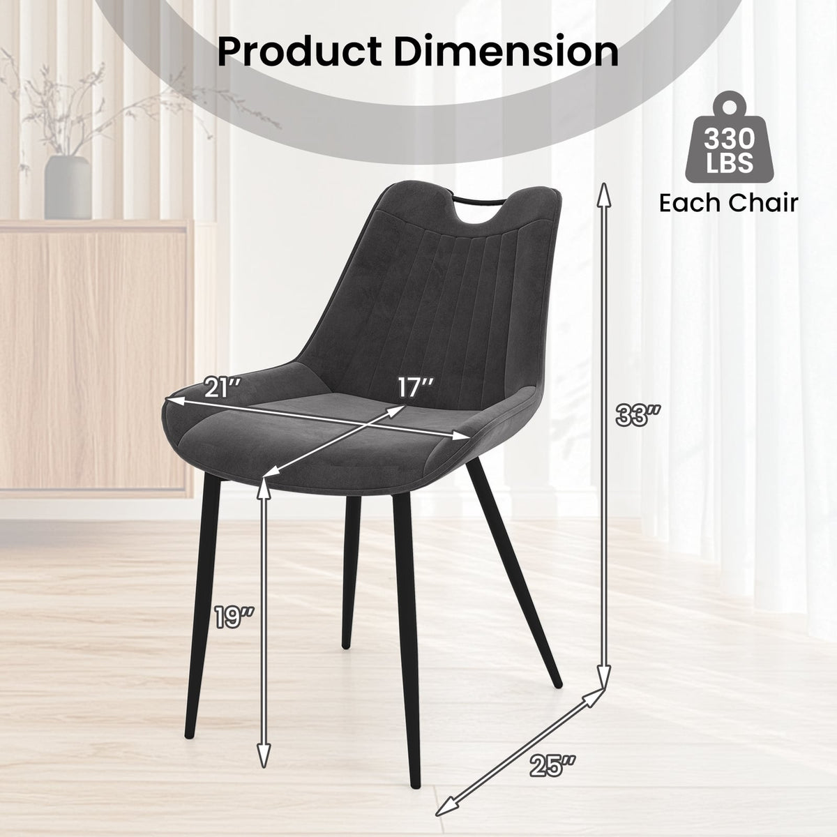 Dining Chair Set of 4 Faux Leather Upholstered Kitchen Chairs with Metal Legs-Gray-Dining Chairs-DECOROLALA