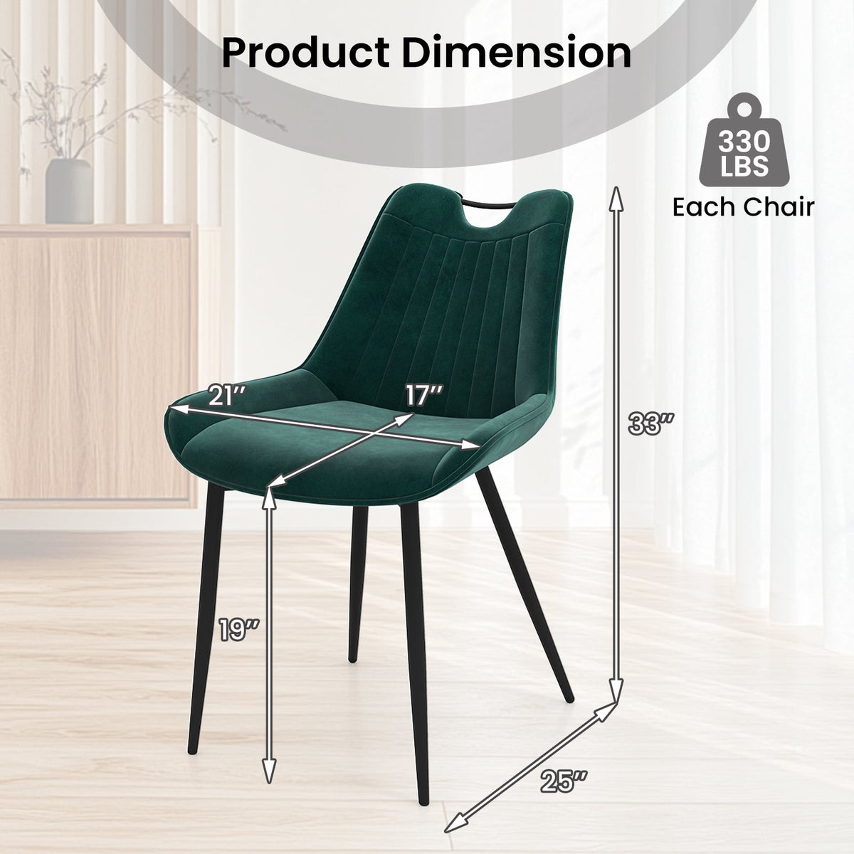 Dining Chair Set of 4 Faux Leather Upholstered Kitchen Chairs with Metal Legs-Turquoise-Dining Chairs-DECOROLALA