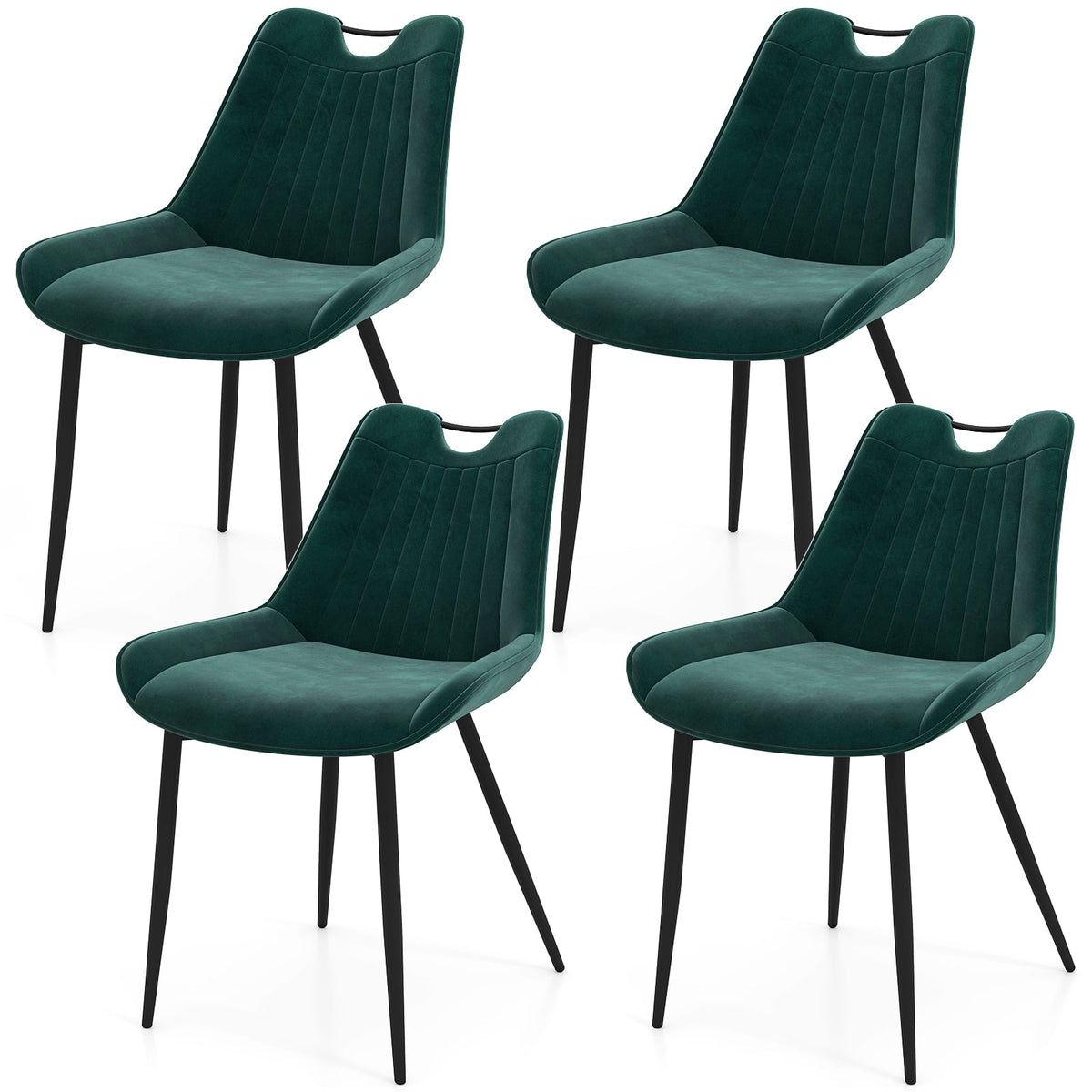 Dining Chair Set of 4 Faux Leather Upholstered Kitchen Chairs with Metal Legs-Turquoise-Dining Chairs-DECOROLALA
