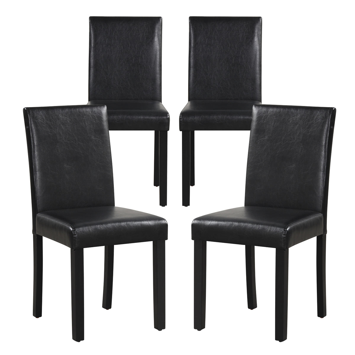 Dining Chair Set of 4 Upholstered Kitchen Dinette Chairs with Wood Frame-Black-Dining Chairs-DECOROLALA
