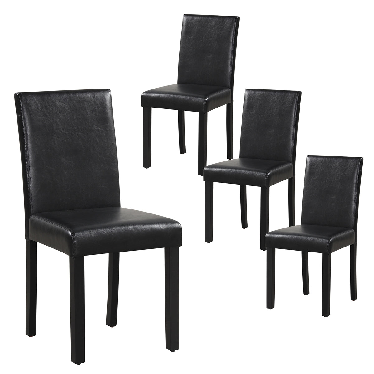 Dining Chair Set of 4 Upholstered Kitchen Dinette Chairs with Wood Frame-Black-Dining Chairs-DECOROLALA