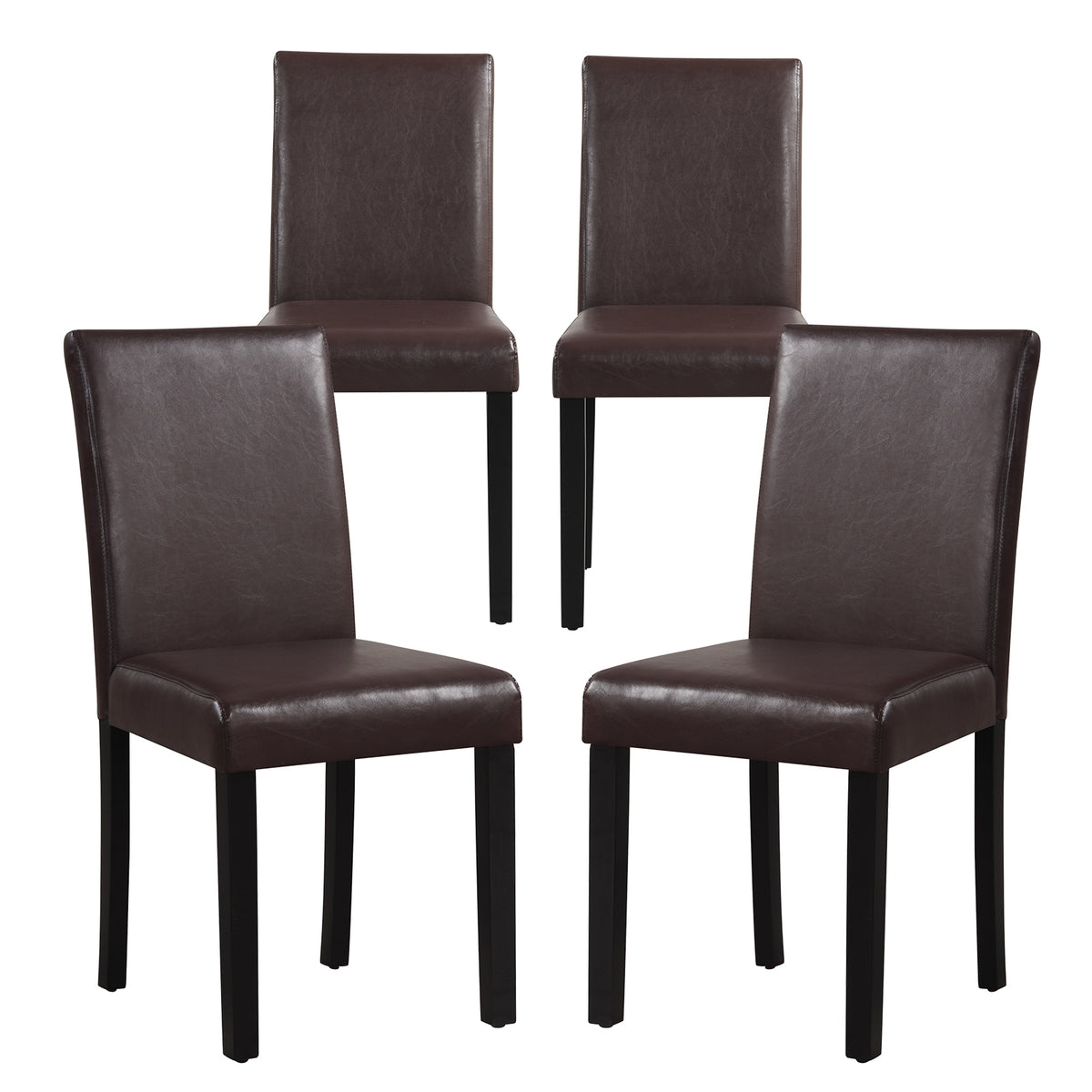 Dining Chair Set of 4 Upholstered Kitchen Dinette Chairs with Wood Frame-Brown-Dining Chairs-DECOROLALA