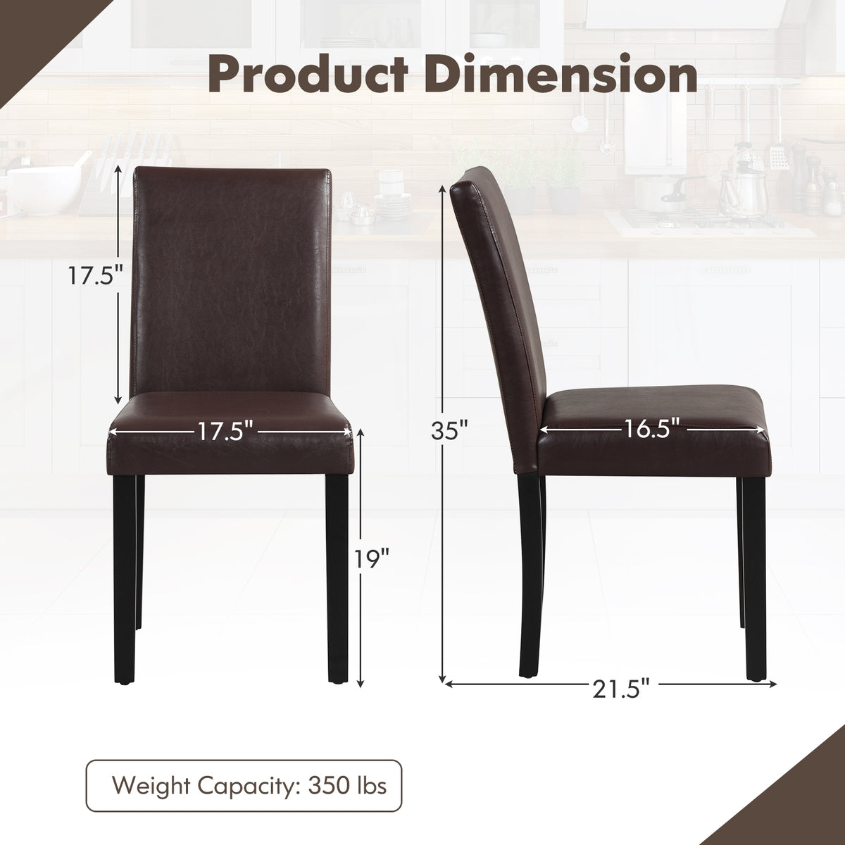 Dining Chair Set of 4 Upholstered Kitchen Dinette Chairs with Wood Frame-Brown-Dining Chairs-DECOROLALA