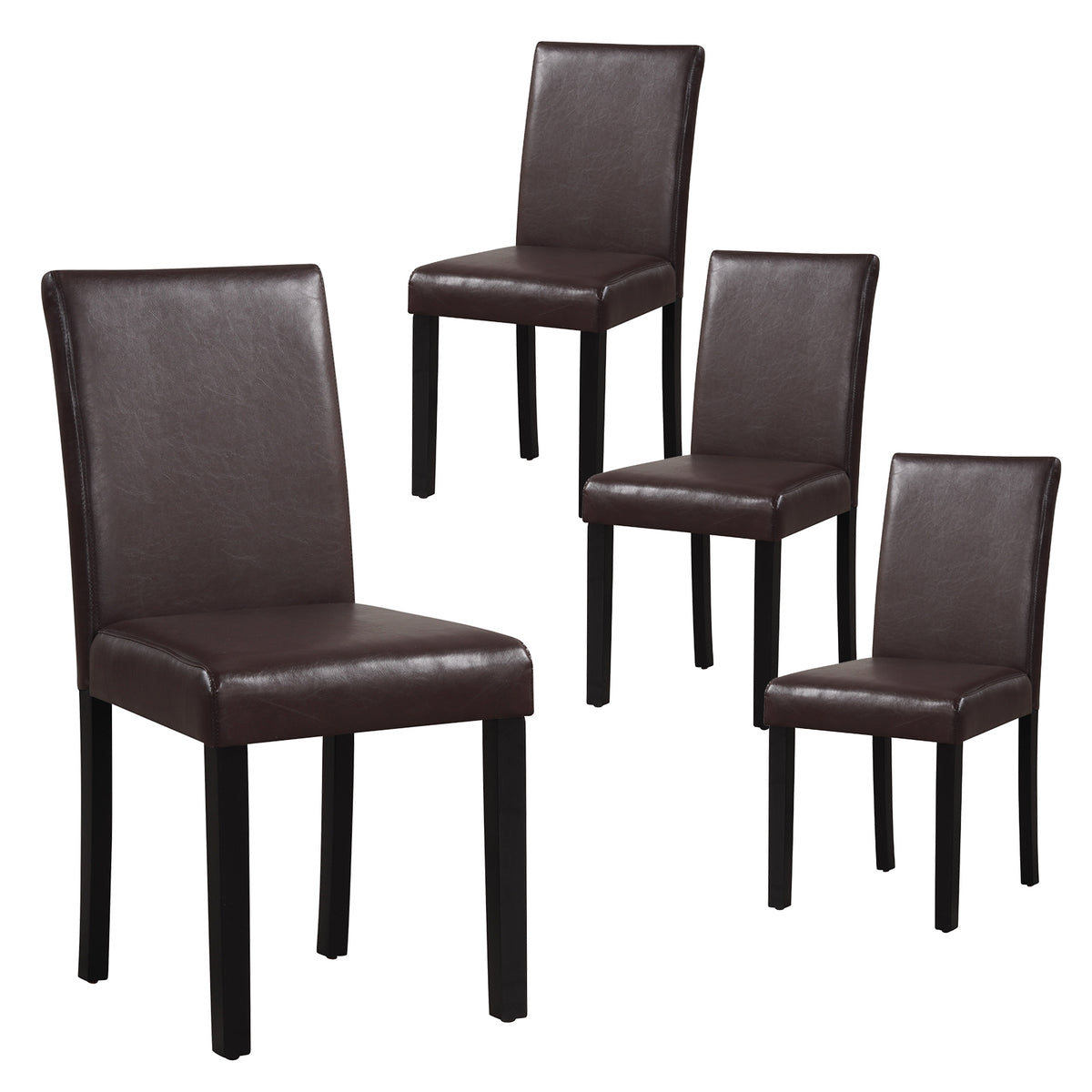 Dining Chair Set of 4 Upholstered Kitchen Dinette Chairs with Wood Frame-Brown-Dining Chairs-DECOROLALA