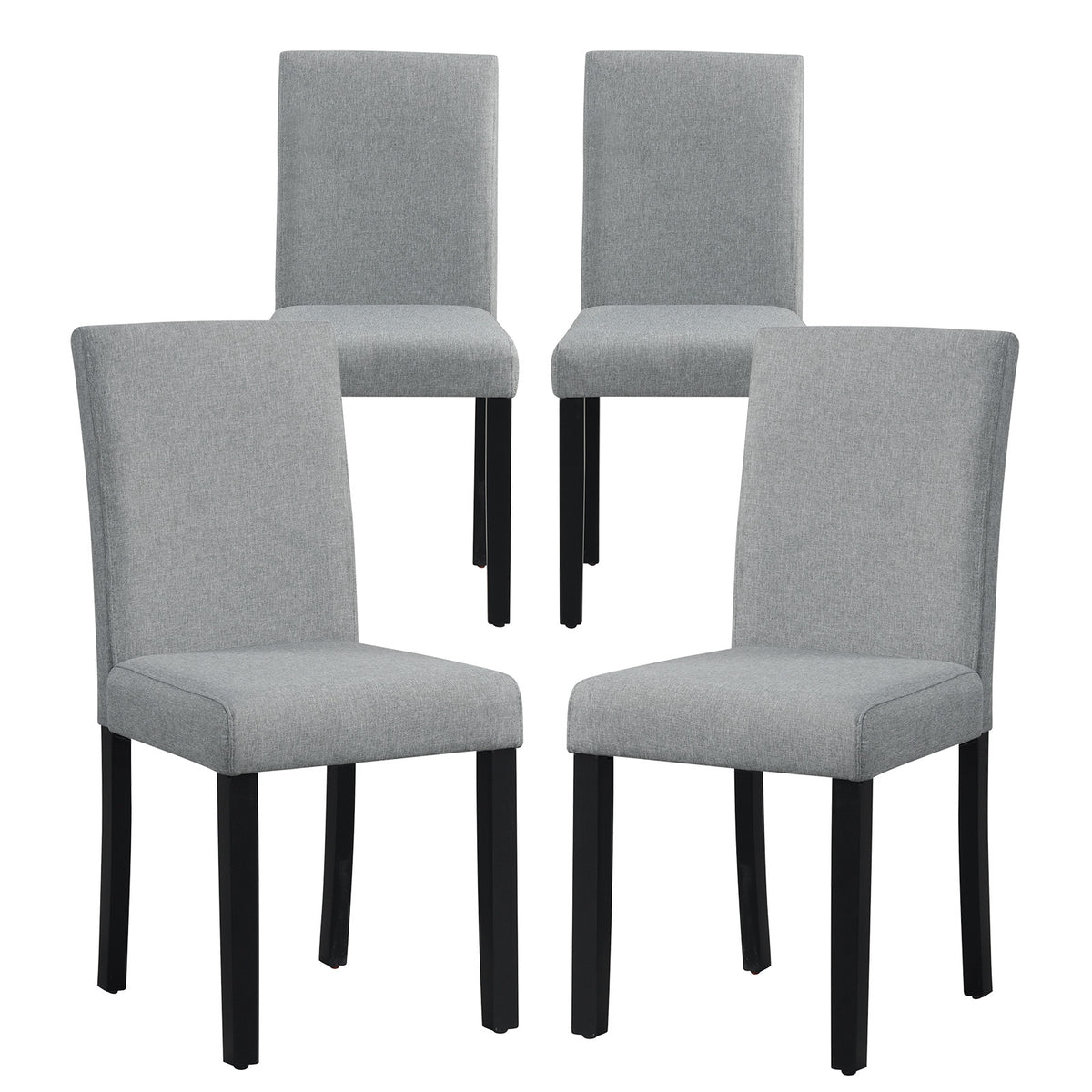 Dining Chair Set of 4 Upholstered Kitchen Dinette Chairs with Wood Frame-Gray-Dining Chairs-DECOROLALA
