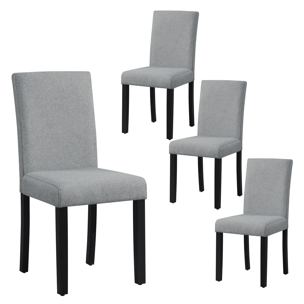 Dining Chair Set of 4 Upholstered Kitchen Dinette Chairs with Wood Frame-Gray-Dining Chairs-DECOROLALA