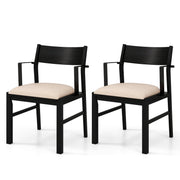 Dining Chair with Contoured Backrest and Padded Seat Set of 2-Beige-Dining Chairs-DECOROLALA