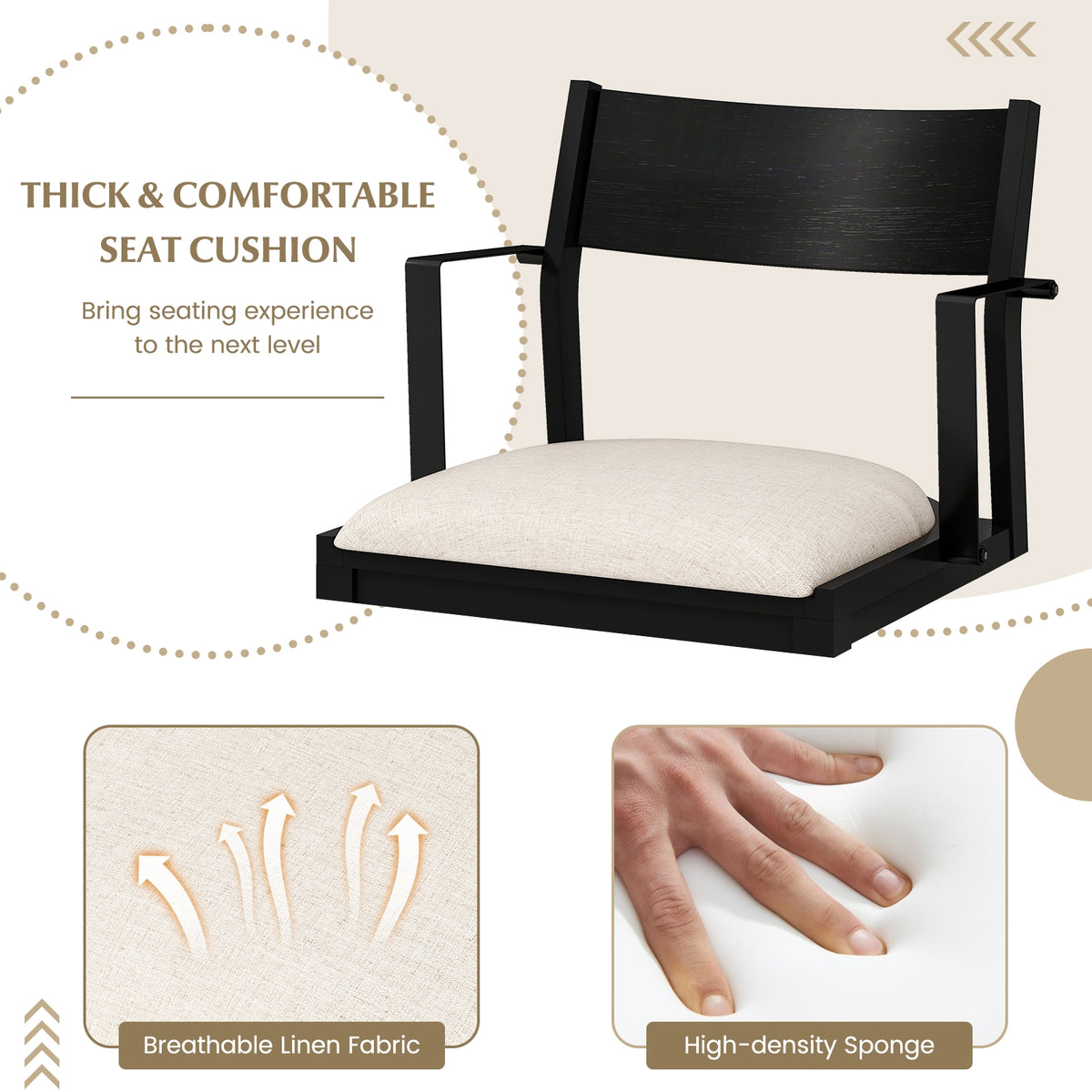 Dining Chair with Contoured Backrest and Padded Seat Set of 2-Cream White-Dining Chairs-DECOROLALA