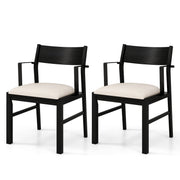 Dining Chair with Contoured Backrest and Padded Seat Set of 2-Cream White-Dining Chairs-DECOROLALA